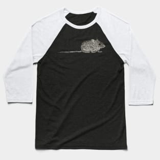 Dotwork Mouse Art Print Baseball T-Shirt